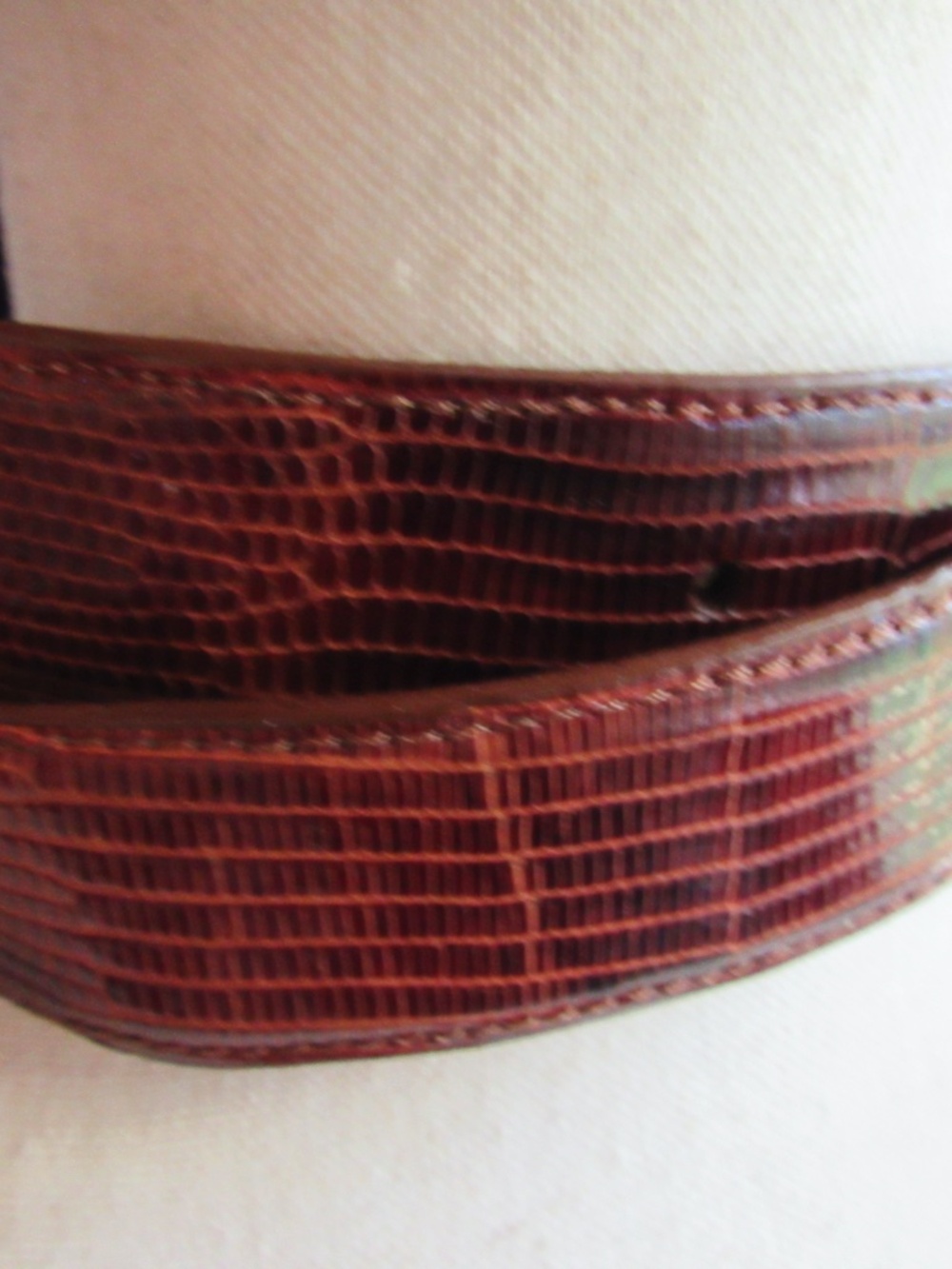 Men’s Genuine Java Lizard Belt 32 Brown Made In USA Brass Buckle Kendrick 1943